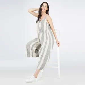 SLAY. Women's Yarn Dyed Striped Oversized Jumpsuit