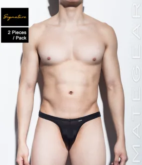 [2pc/Pack] Sexy Men's Underwear Signature Ultra Thongs - Kyo Ha (Ultra Thin Nylon Series / V Front / Tapered Sides)