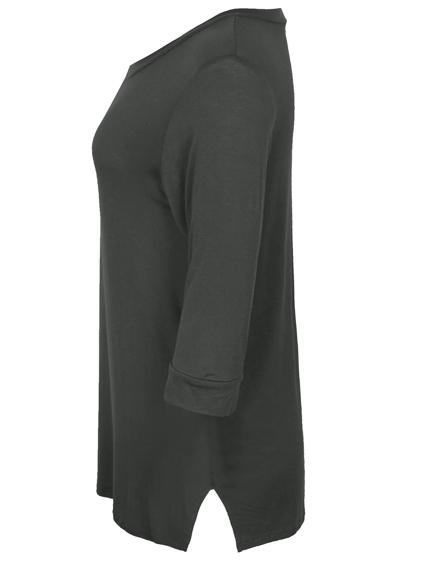 3/4 Sleeve V Neck Comfortable Fit Tunic Top