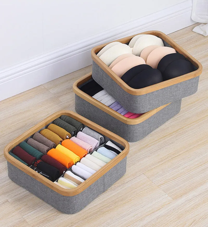 4 Cell Non-Lidded Square Underwear Storage Basket