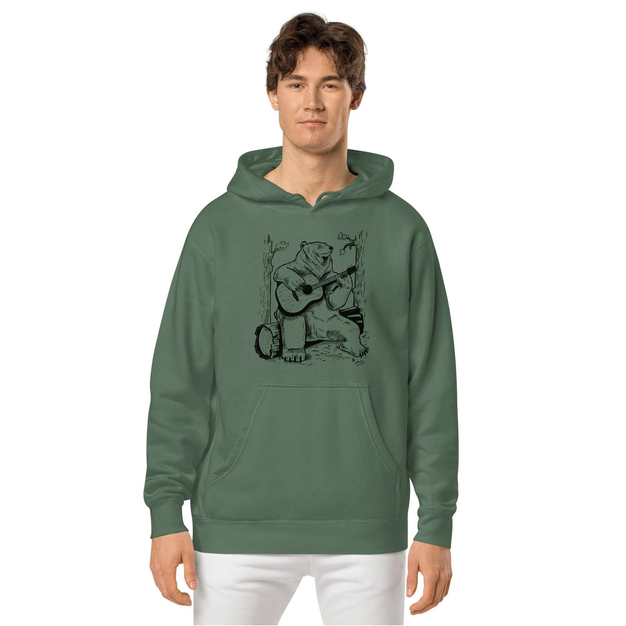 Acoustic Guitar Bear Vintage Wash Pullover Hoodie