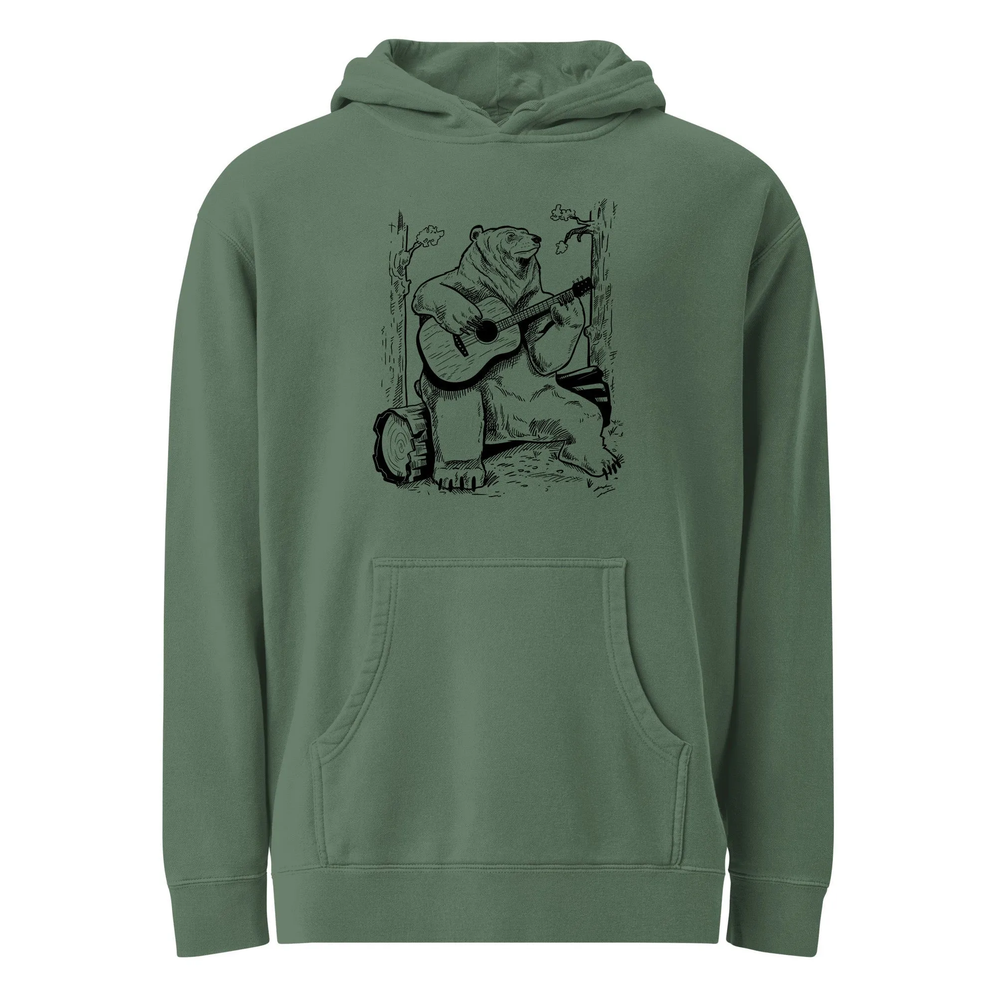 Acoustic Guitar Bear Vintage Wash Pullover Hoodie