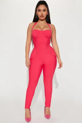 Addison Halter Jumpsuit - Fuchsia