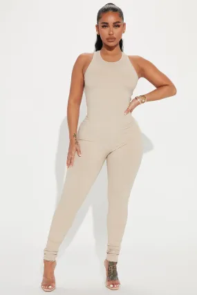 Adriana Light Snatched Jumpsuit - Taupe