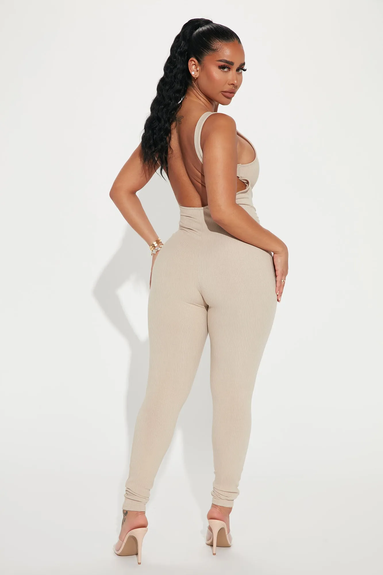 Adriana Light Snatched Jumpsuit - Taupe