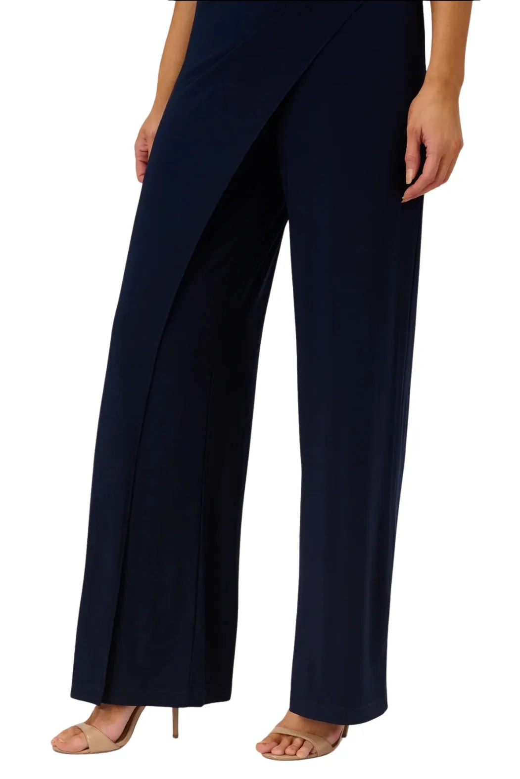 Adrianna Papell Beaded one-shoulder matte jersey jumpsuit