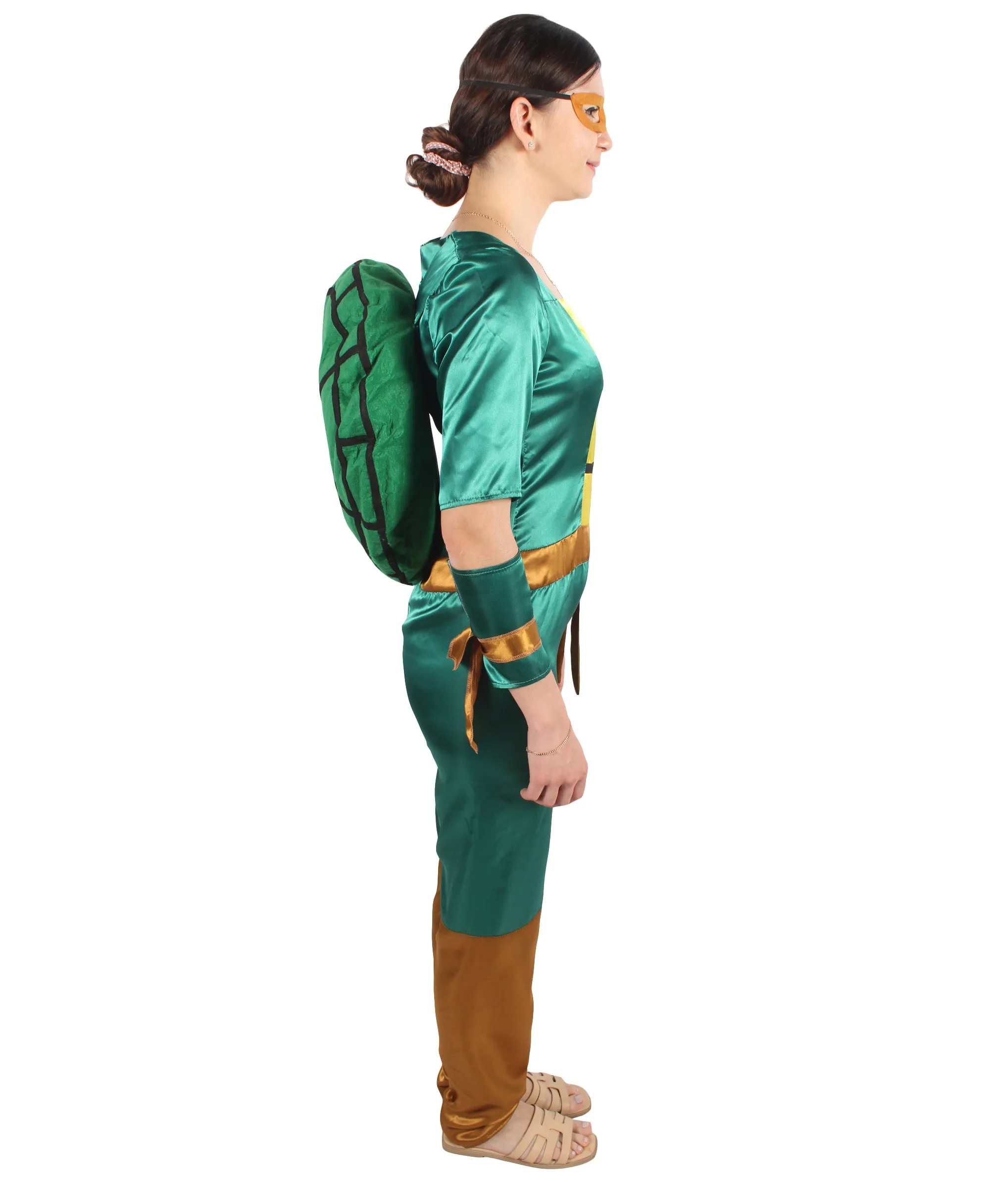 Adult Women's Comic Superhero Turtle Jumpsuit Costume Set | Suitable for Halloween | Flame-retardant Synthetic Fabric