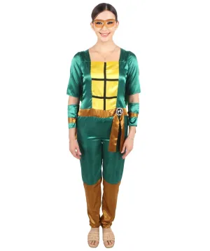 Adult Women's Comic Superhero Turtle Jumpsuit Costume Set | Suitable for Halloween | Flame-retardant Synthetic Fabric