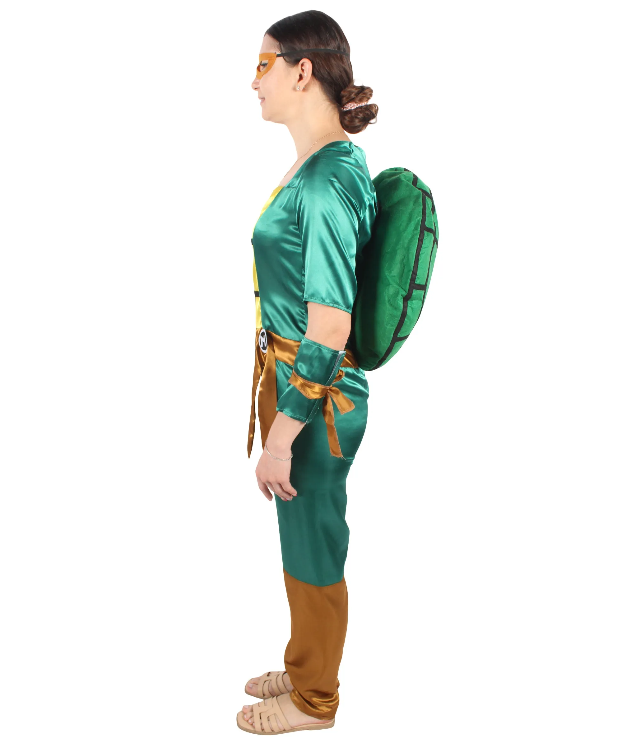 Adult Women's Comic Superhero Turtle Jumpsuit Costume Set | Suitable for Halloween | Flame-retardant Synthetic Fabric