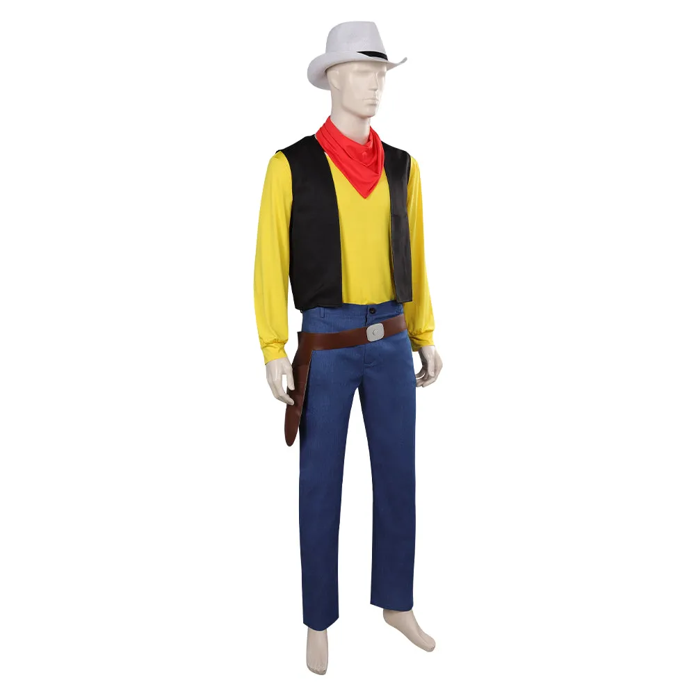 Adulte Lucky Luke Jaune Tenue Cosplay Costume Halloween