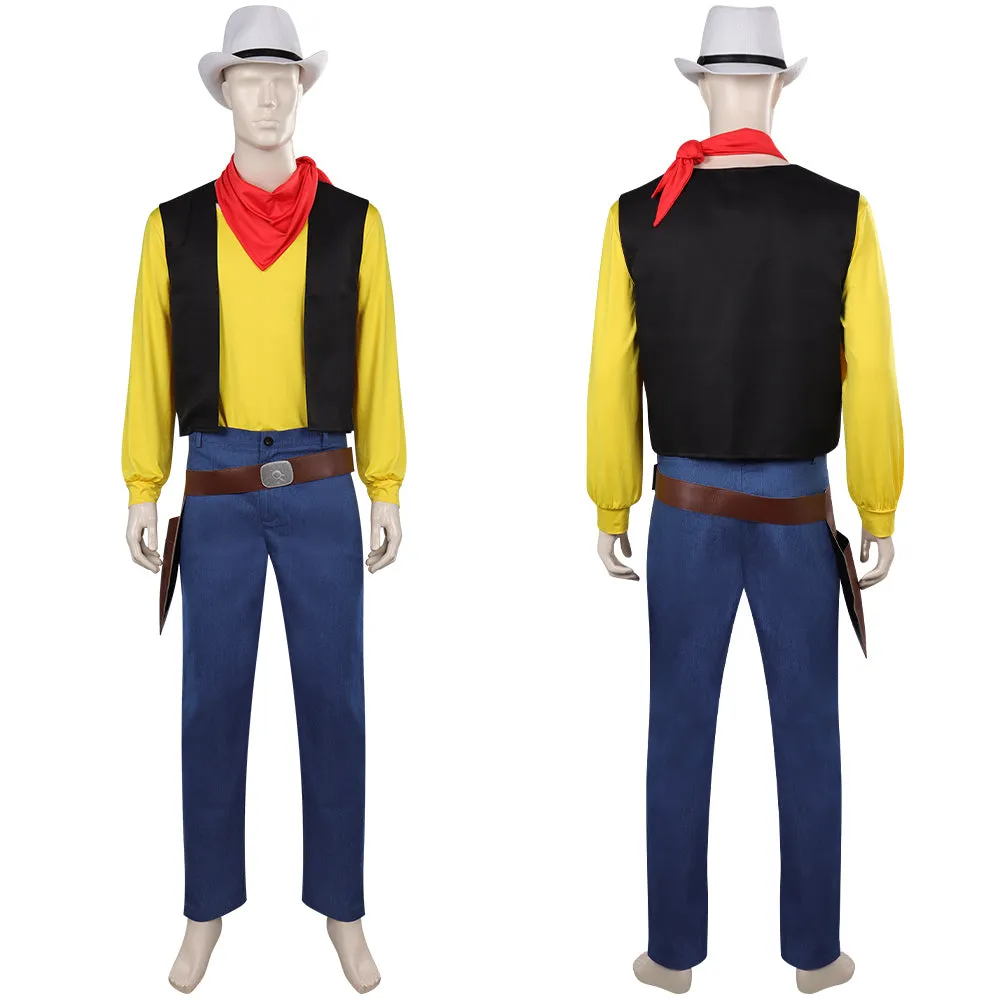 Adulte Lucky Luke Jaune Tenue Cosplay Costume Halloween