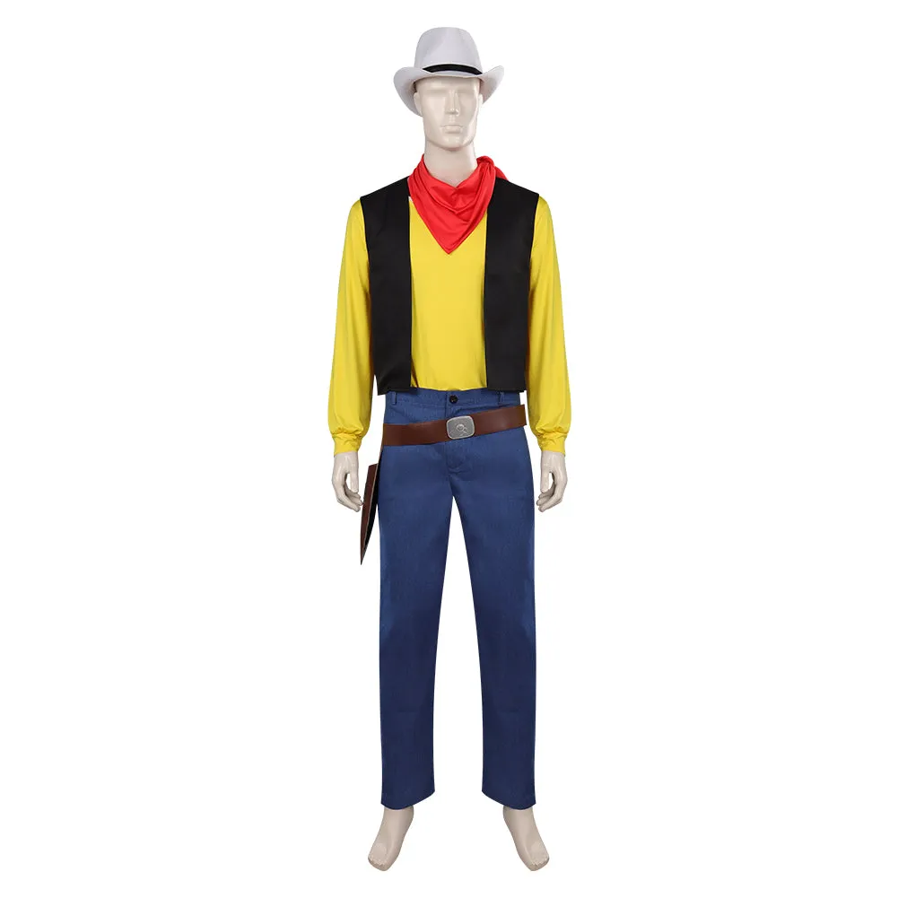 Adulte Lucky Luke Jaune Tenue Cosplay Costume Halloween