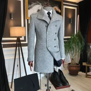 Alaska Ash Grey Double Breasted Coat by Italian Vega®