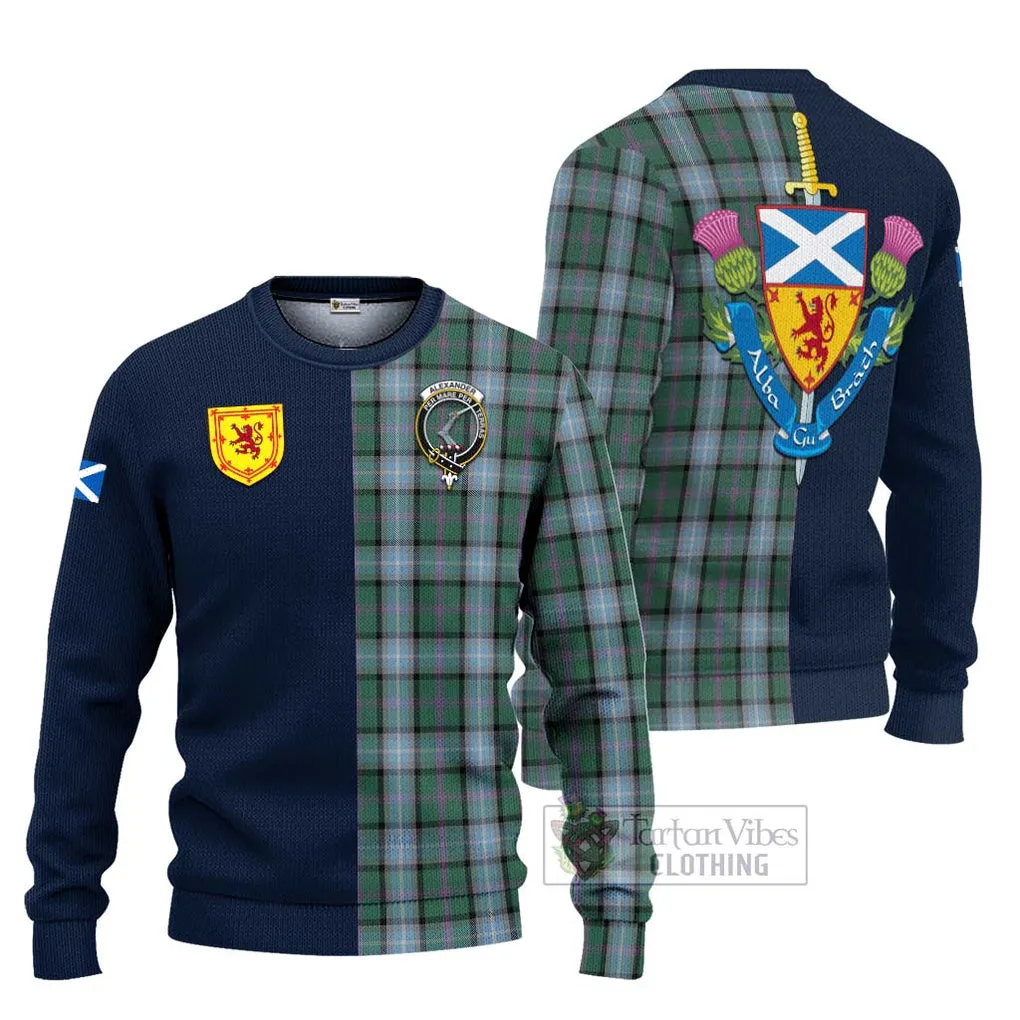 Alexander of Menstry Hunting Tartan Ugly Sweater with Scottish Lion Royal Arm Half Style