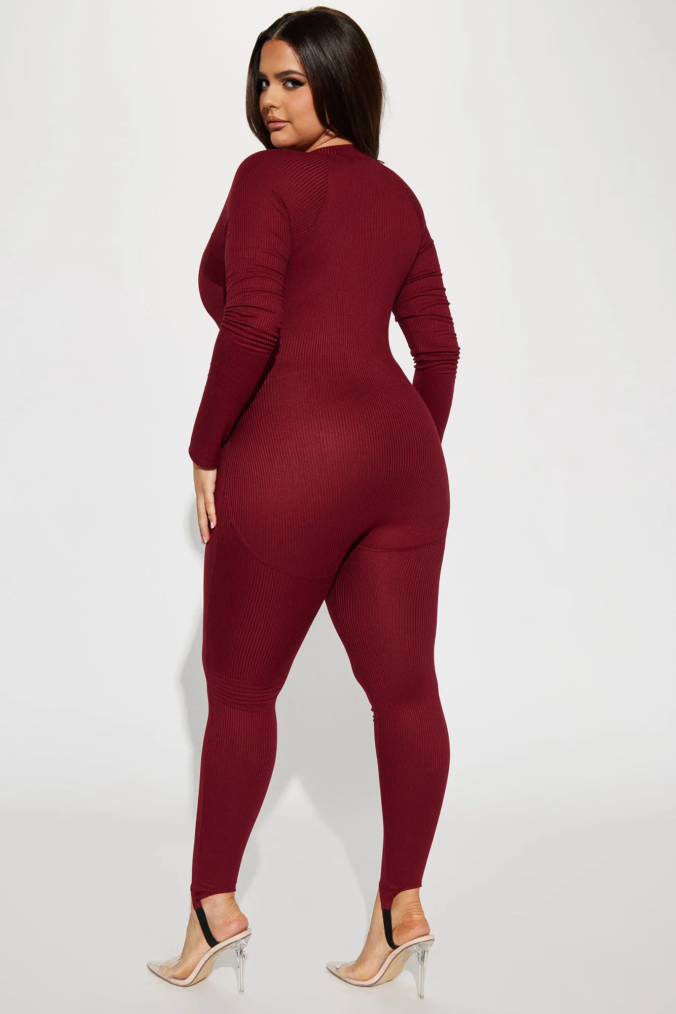 All About You Rib Jumpsuit - Burgundy