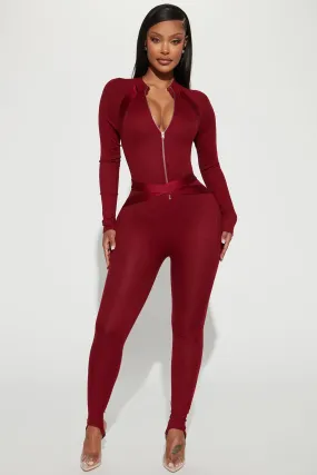 All About You Rib Jumpsuit - Burgundy