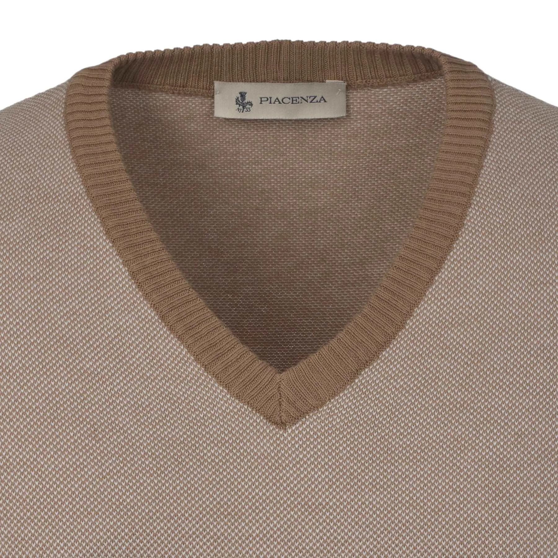 All-Over Monogram V-Neck Cotton Gilet in Light Brown