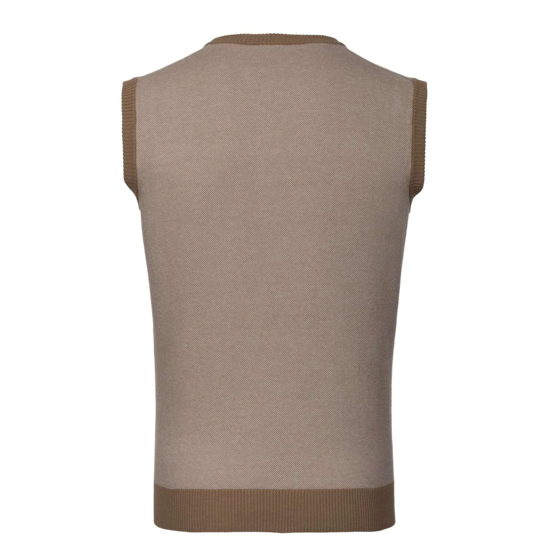 All-Over Monogram V-Neck Cotton Gilet in Light Brown