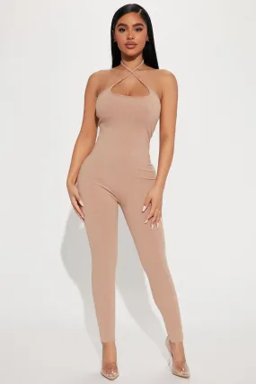 Amari Snatched Jumpsuit - Beige