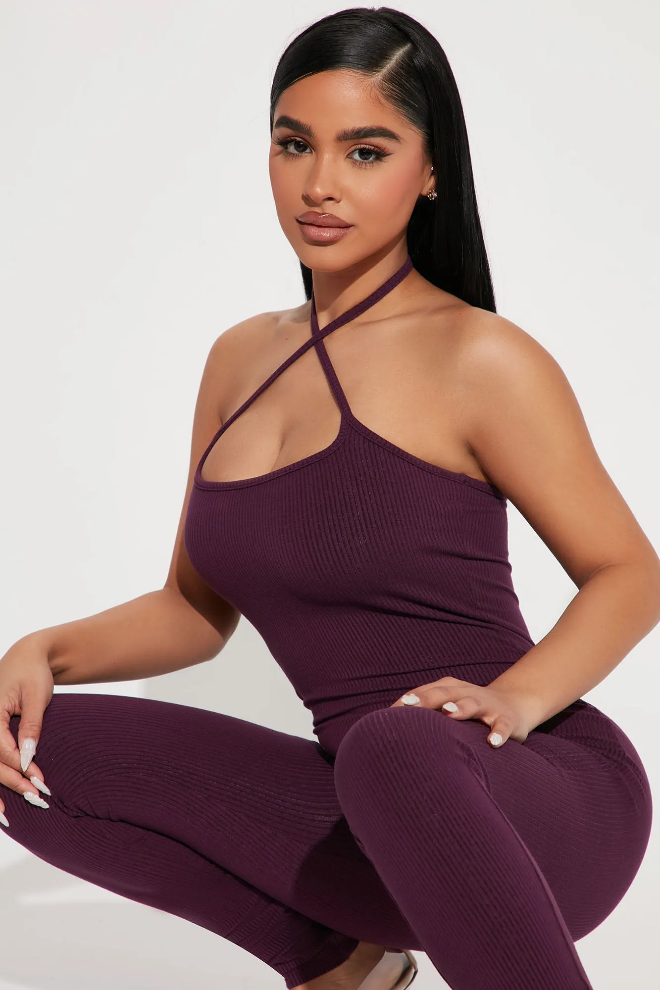 Amari Snatched Jumpsuit - Plum