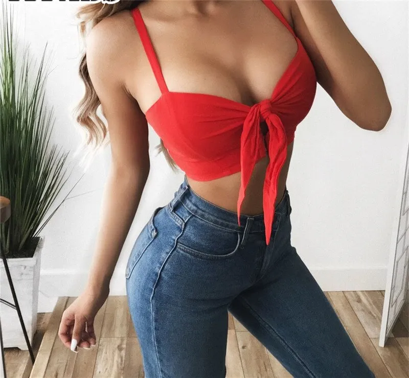 Amozae-New Hot Women's Strappy Skinny Bodycon Bandage Lace Up   Clubwear Tank Crop Tops Sleeveless Summer Cami Bustier Vest