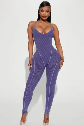 Andre Mineral Wash Rib Jumpsuit - Purple