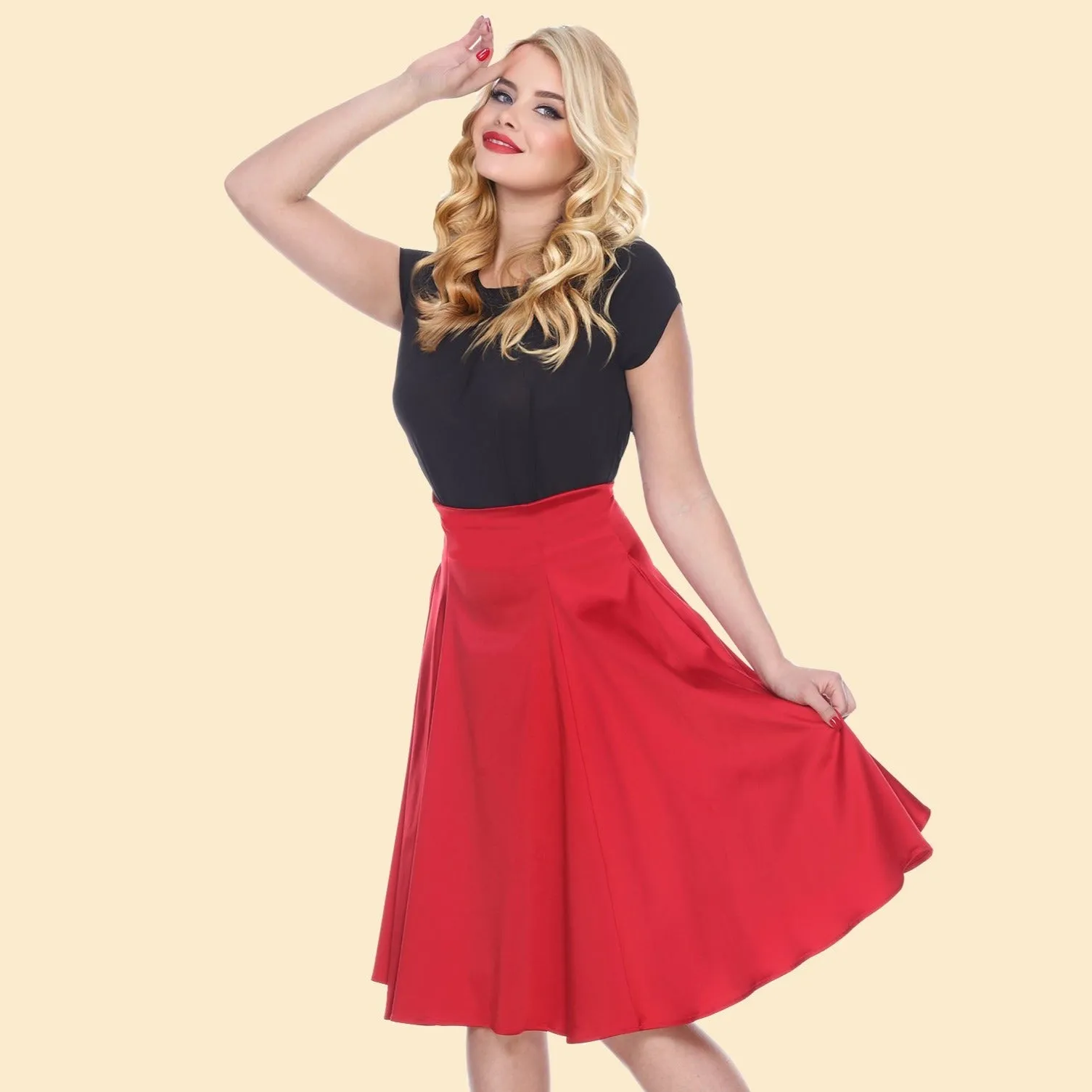 Annette Swing Skirt in Red