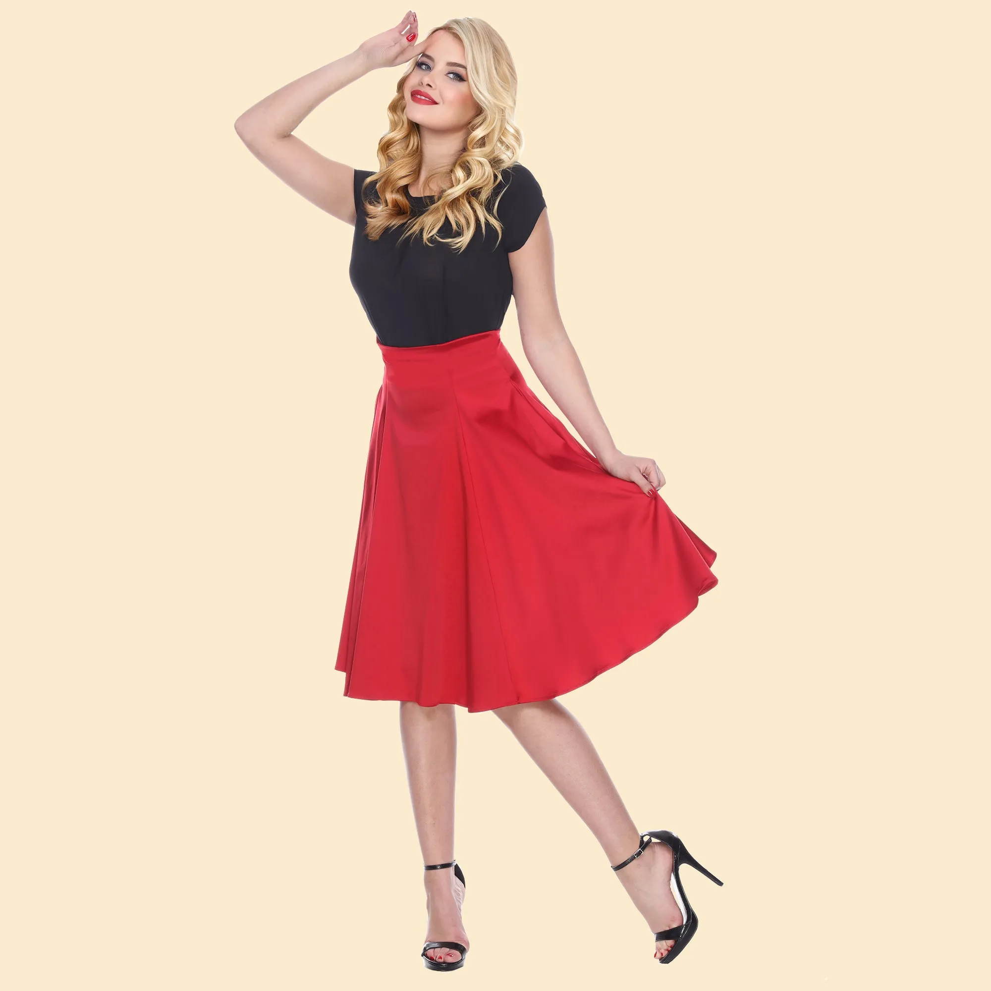 Annette Swing Skirt in Red