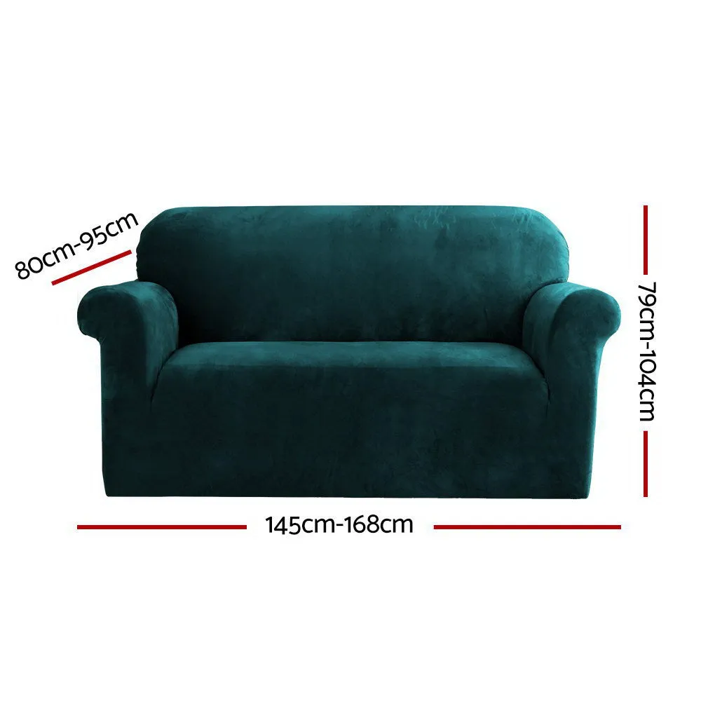 Artiss Velvet Sofa Cover Plush Couch Cover Lounge Slipcover 2 Seater Agate Green