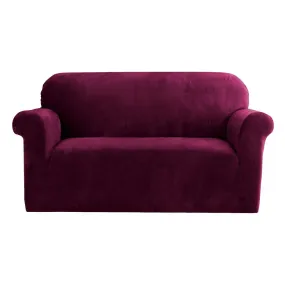 Artiss Velvet Sofa Cover Plush Couch Cover Lounge Slipcover 2 Seater Ruby Red