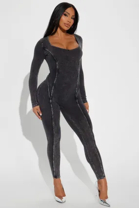 Ava Mineral Wash Jumpsuit - Black