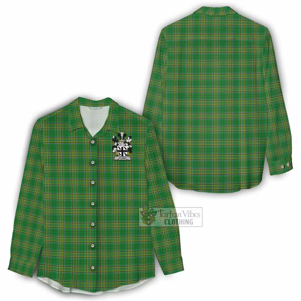 Aylmer Irish Clan Tartan Women's Casual Shirt with Coat of Arms