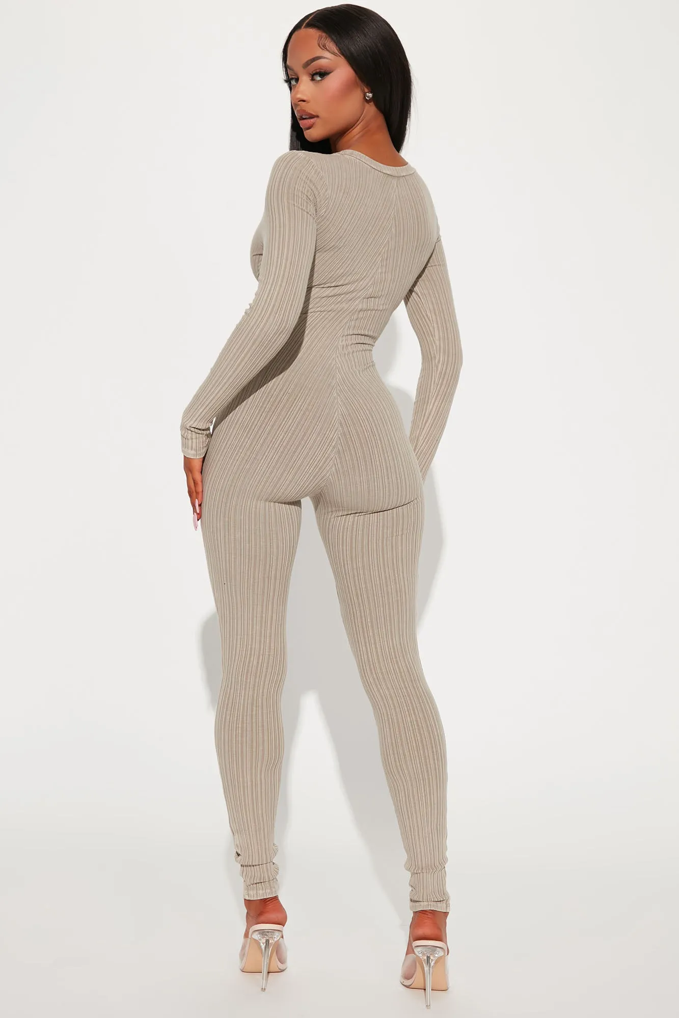 Back To The Streets Ribbed Jumpsuit - Taupe