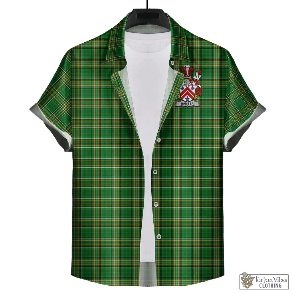 Bamber Irish Clan Tartan Short Sleeve Button Up with Coat of Arms