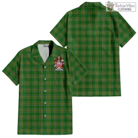 Bamber Irish Clan Tartan Short Sleeve Button Up with Coat of Arms