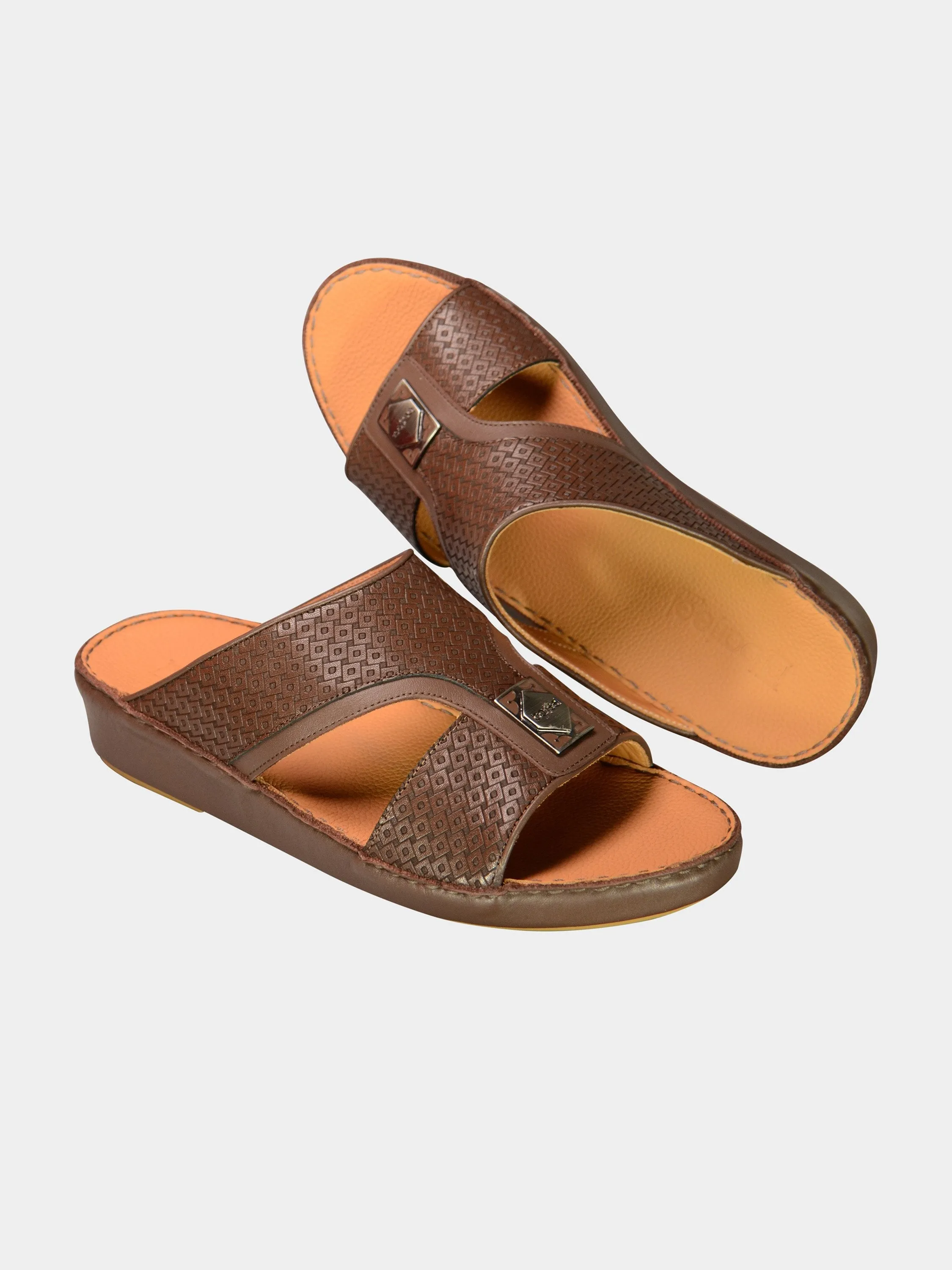 Barjeel Uno 001928 Square Textured Arabic Leather Sandals