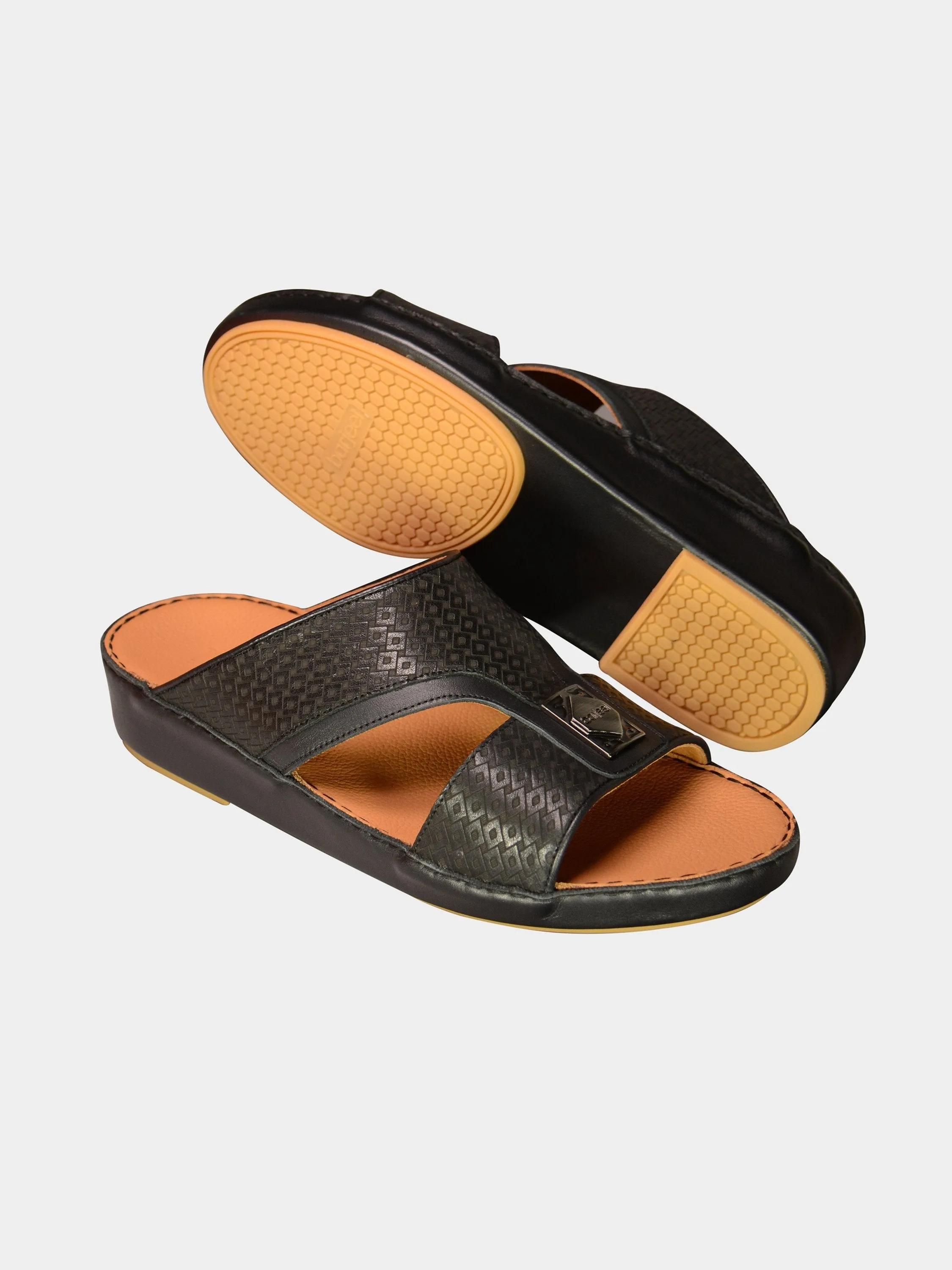 Barjeel Uno 001928 Square Textured Arabic Leather Sandals