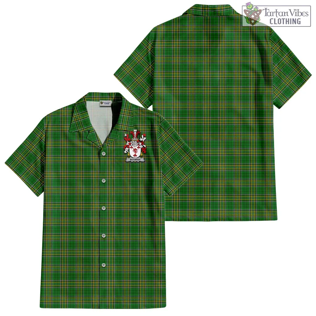 Beamish Irish Clan Tartan Short Sleeve Button Up with Coat of Arms