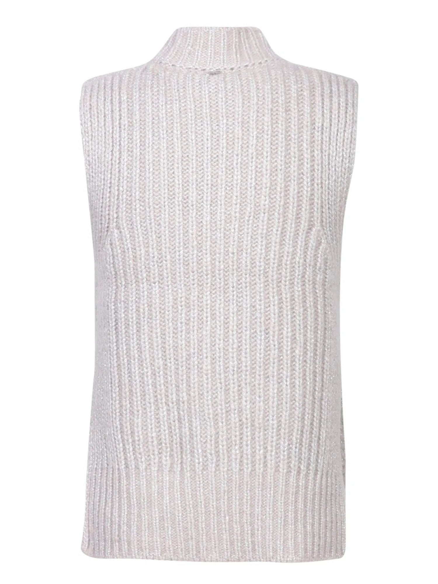 Beige Lurex Perforated Vest