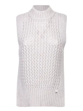 Beige Lurex Perforated Vest