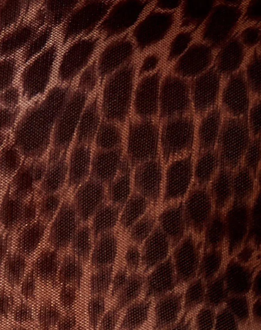 Bika Vest Top in Mesh Gradient Cheetah Brown