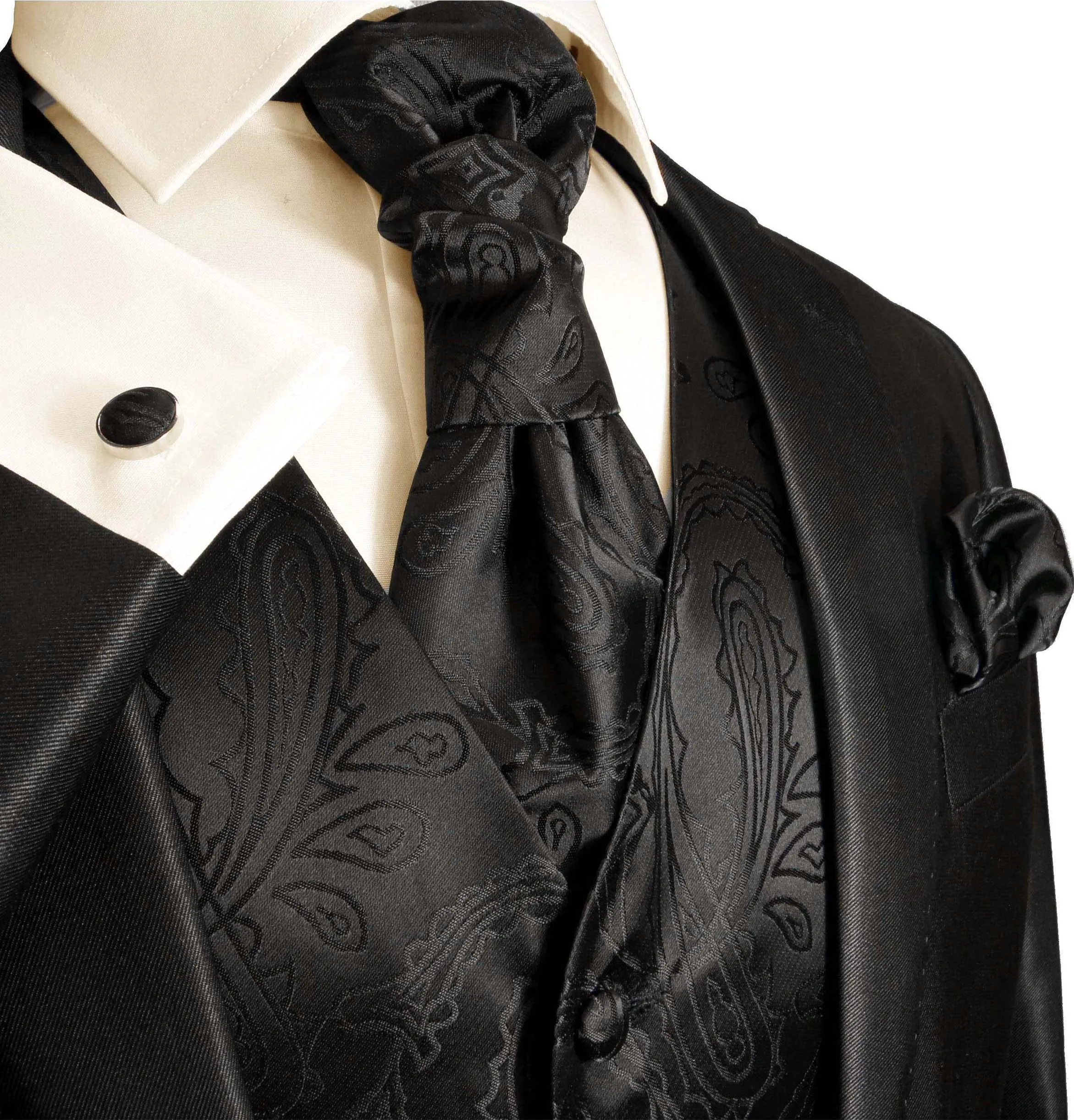 Black Paisley Tuxedo Vest and Accessories