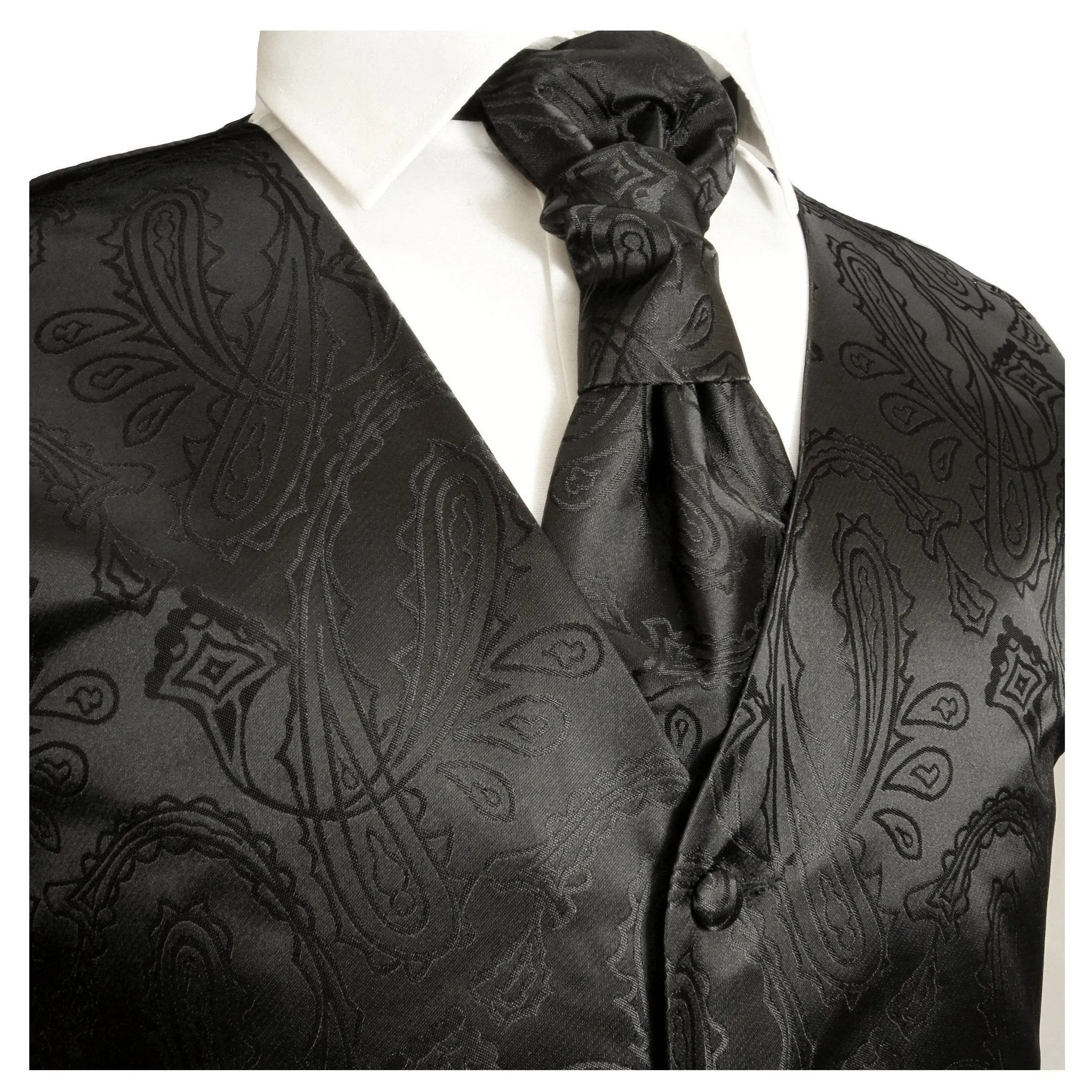 Black Paisley Tuxedo Vest and Accessories