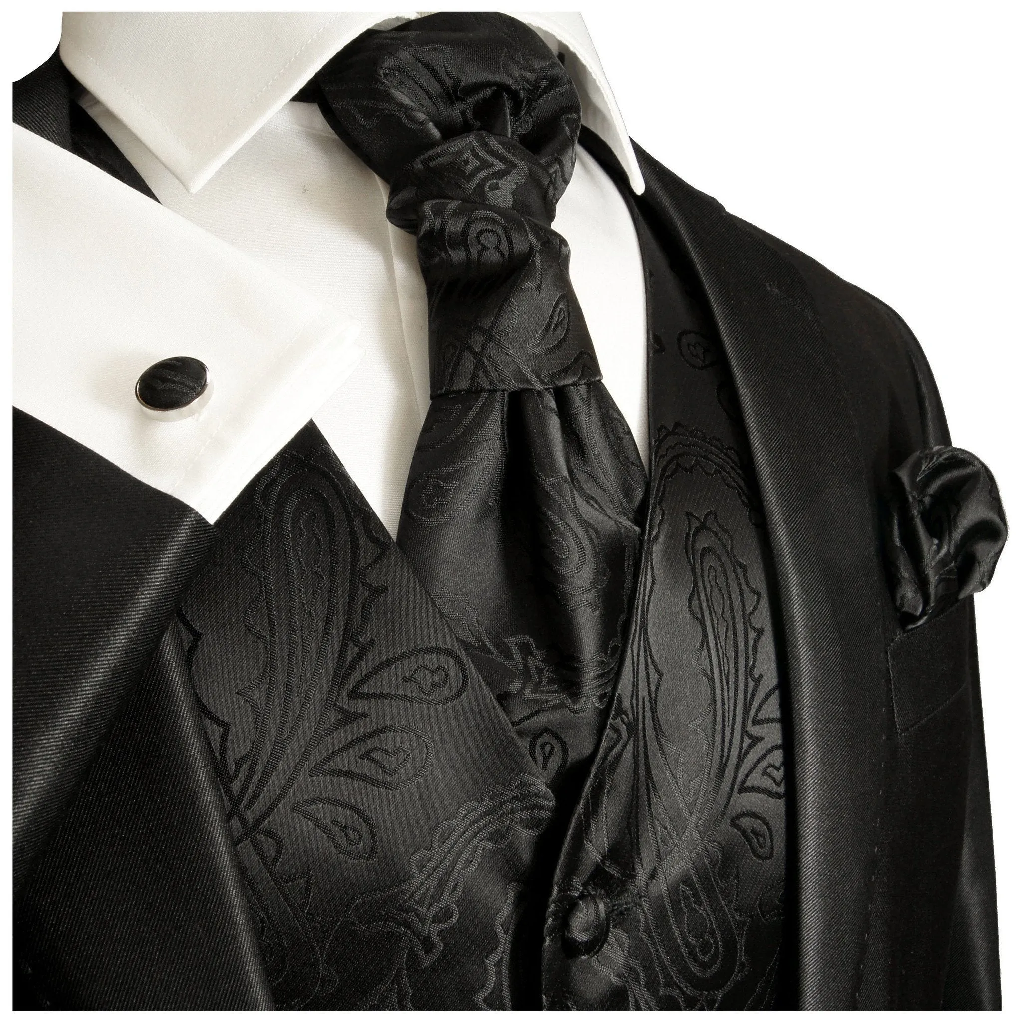 Black Paisley Tuxedo Vest and Accessories