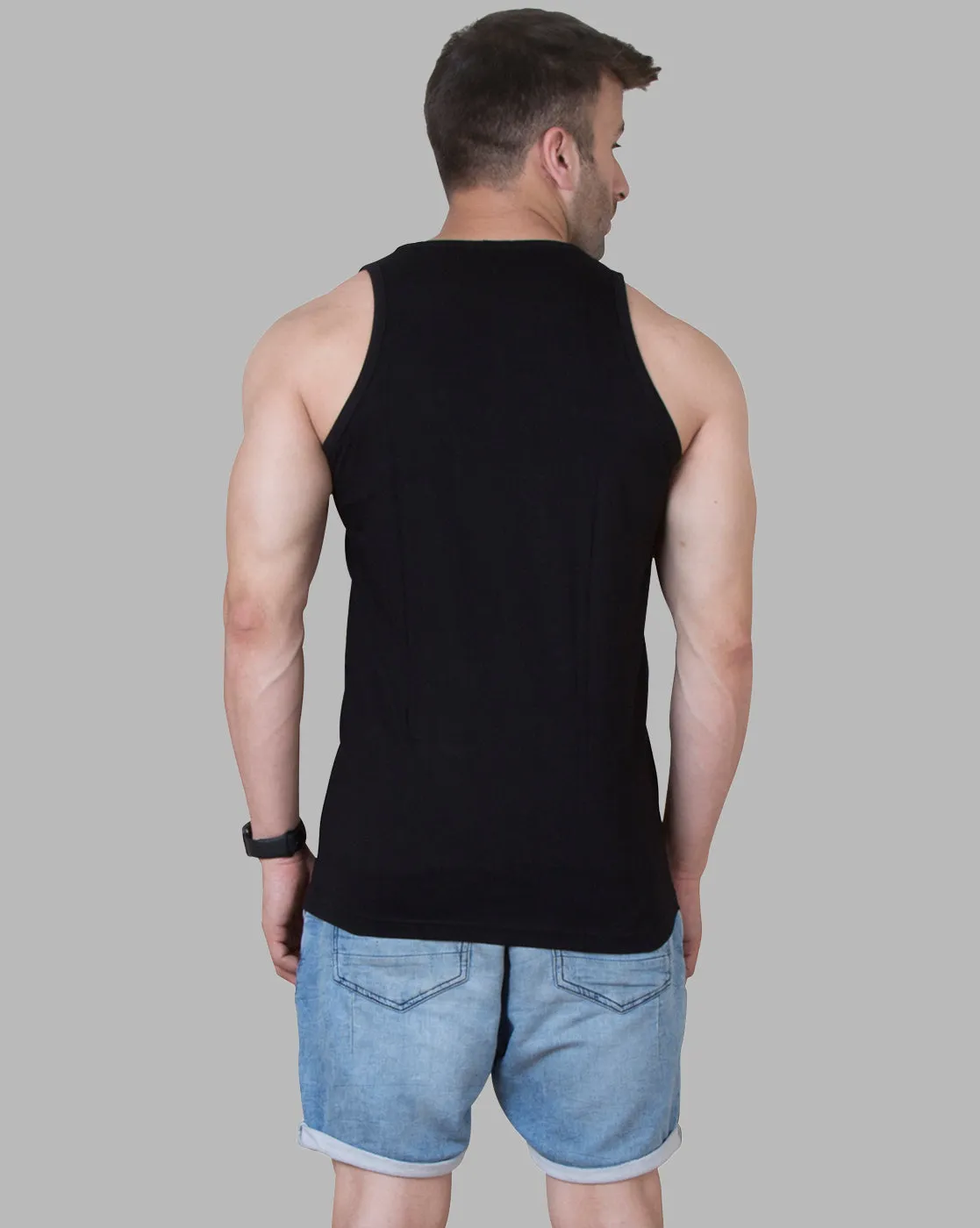 Black Sleeveless Vest with Motivational Print