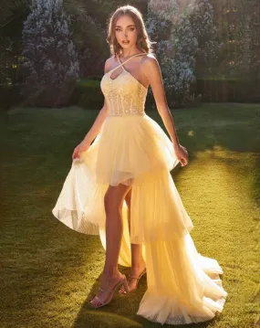 Blossom Beaded Gown - Light Yellow [HIRE]