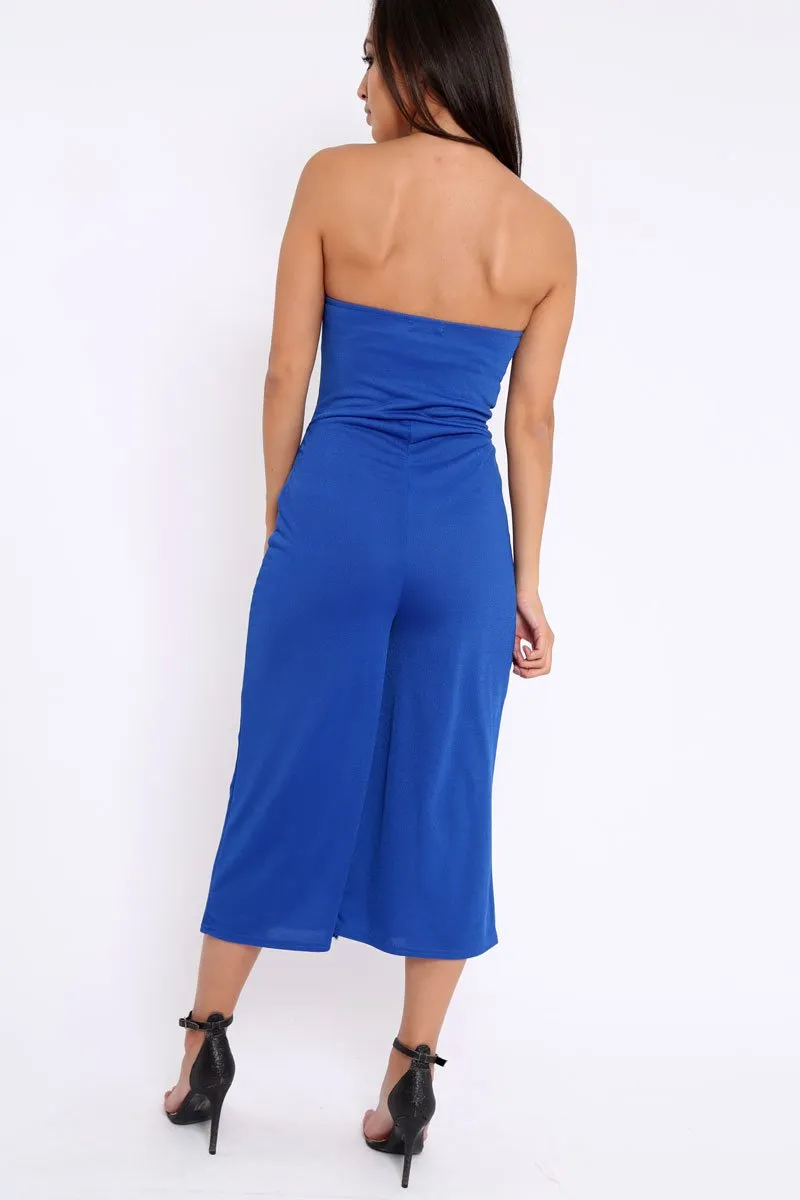 Blue Bandeau Cropped Culotte Jumpsuit - Jamilia