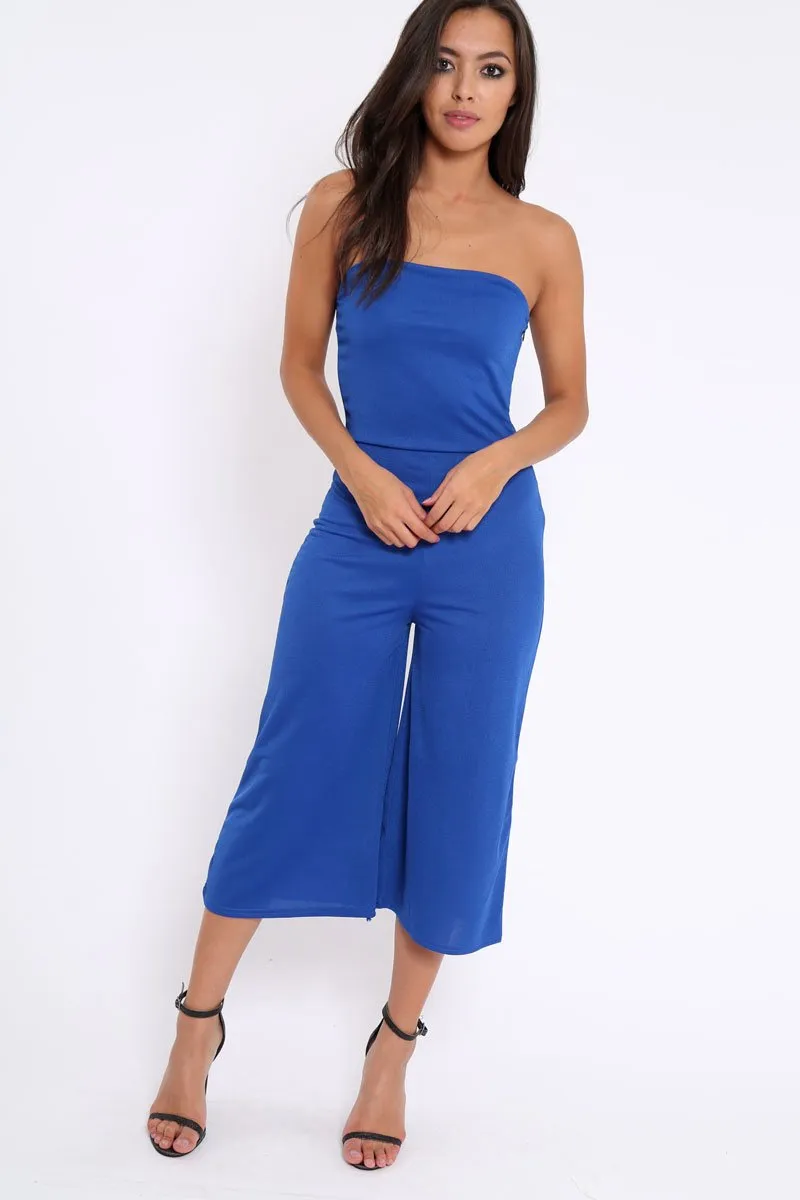 Blue Bandeau Cropped Culotte Jumpsuit - Jamilia