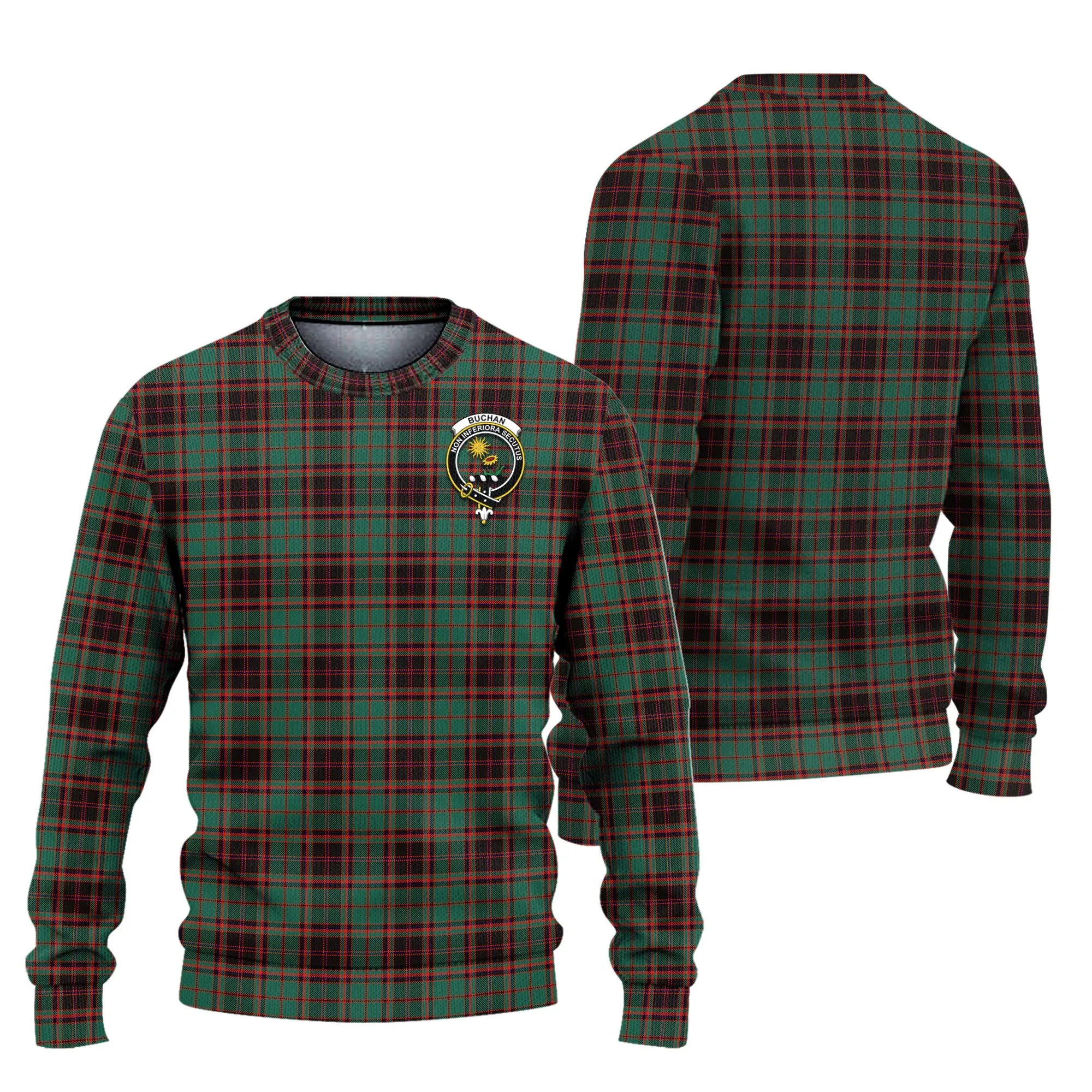 Buchan Ancient Tartan Ugly Sweater with Family Crest