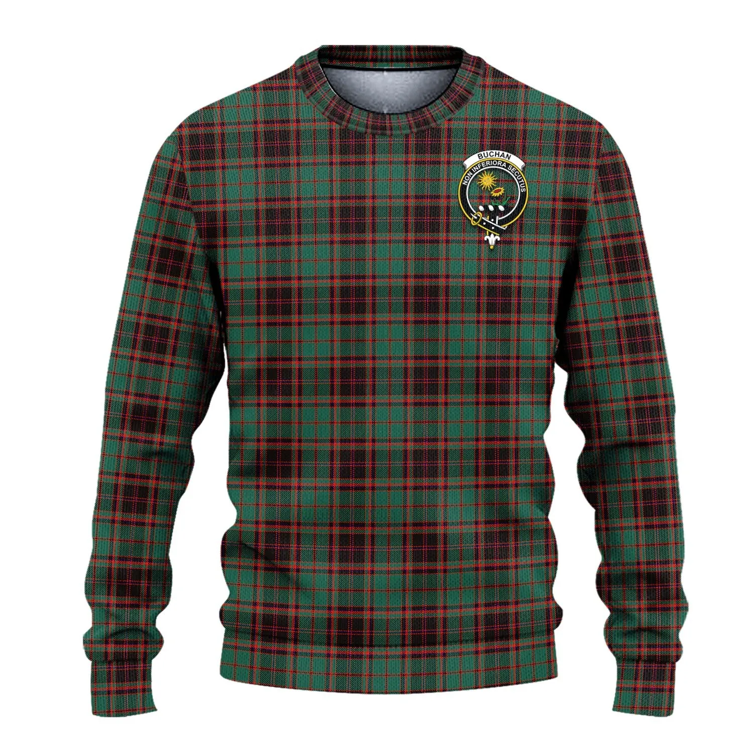 Buchan Ancient Tartan Ugly Sweater with Family Crest